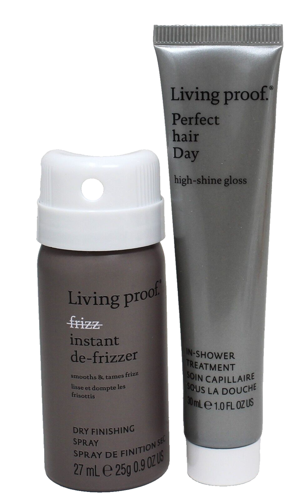 Living Proof Frizz De-Frizzer Finishing Spray .9 oz & High Shine Gloss 1oz Set 2