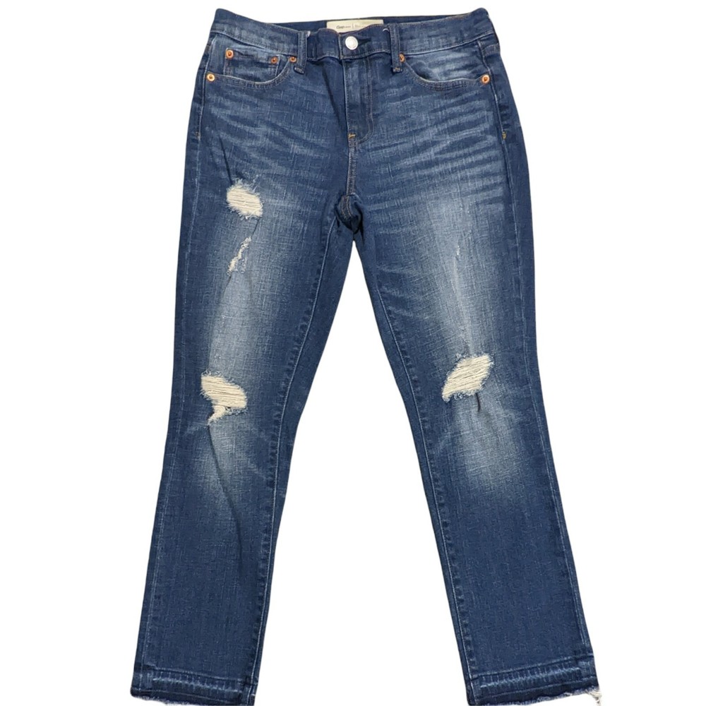 GAP 1969 Women Best Girlfriend Jeans Size 27 Frayed Hem Distressed Destroyed