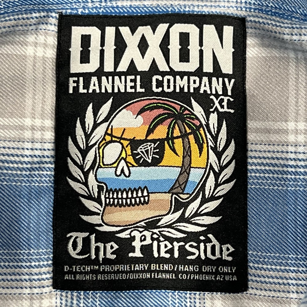 Dixxon The Pierside Men's XL Blue/White/Gray Plaid Flannel Snap Button-Up