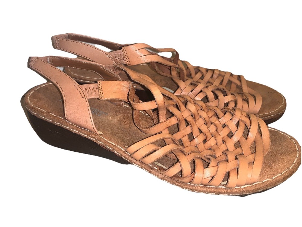 I Love Comfort Womens Open Toe Brown Woven Leather Strappy Sandals Size 8.5