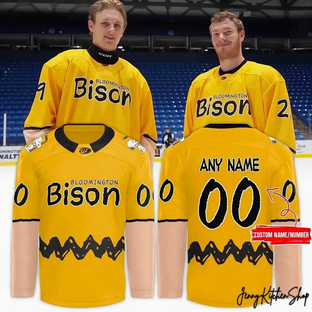 Custom Bloomington-Bison 2025 Peanut Teddy Bear Toss Hockey Jersey S-5XL