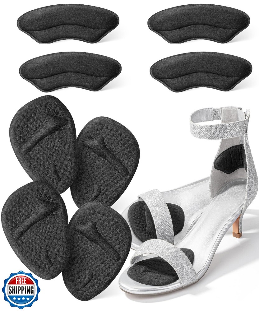 DR. JK- Metatarsal Pads Women, 8 pcs, Black, Heel Pads for Shoes Women, Ball