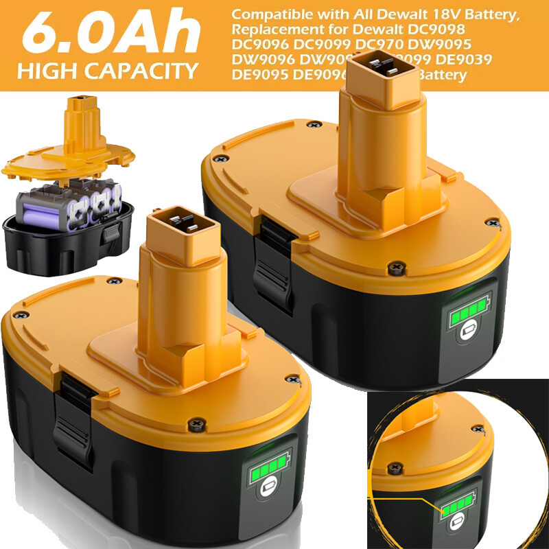 2PACK/1X 18V For Dewalt 6.5AH 18 VOLT XRP DC9096 DC9098 6500mAH  Battery DC9099