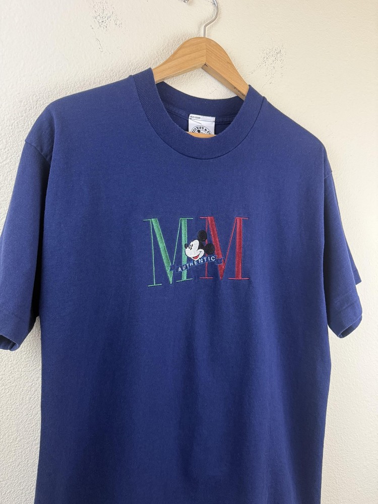 Vintage Mickey & Co Shirt Mens Large Navy Embroidered Mickey Mouse Made USA 90s