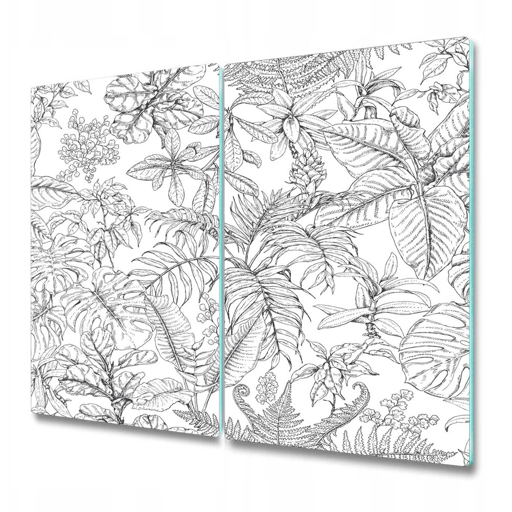 Induction Ceramic Hob Cover Bread Board Hand drawn tropical forest 2x30x52