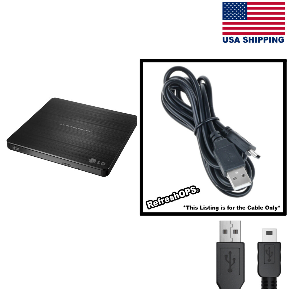 LG GP60NB50 External DVD-RW Burner with Power Cable and USB Transfer Cord