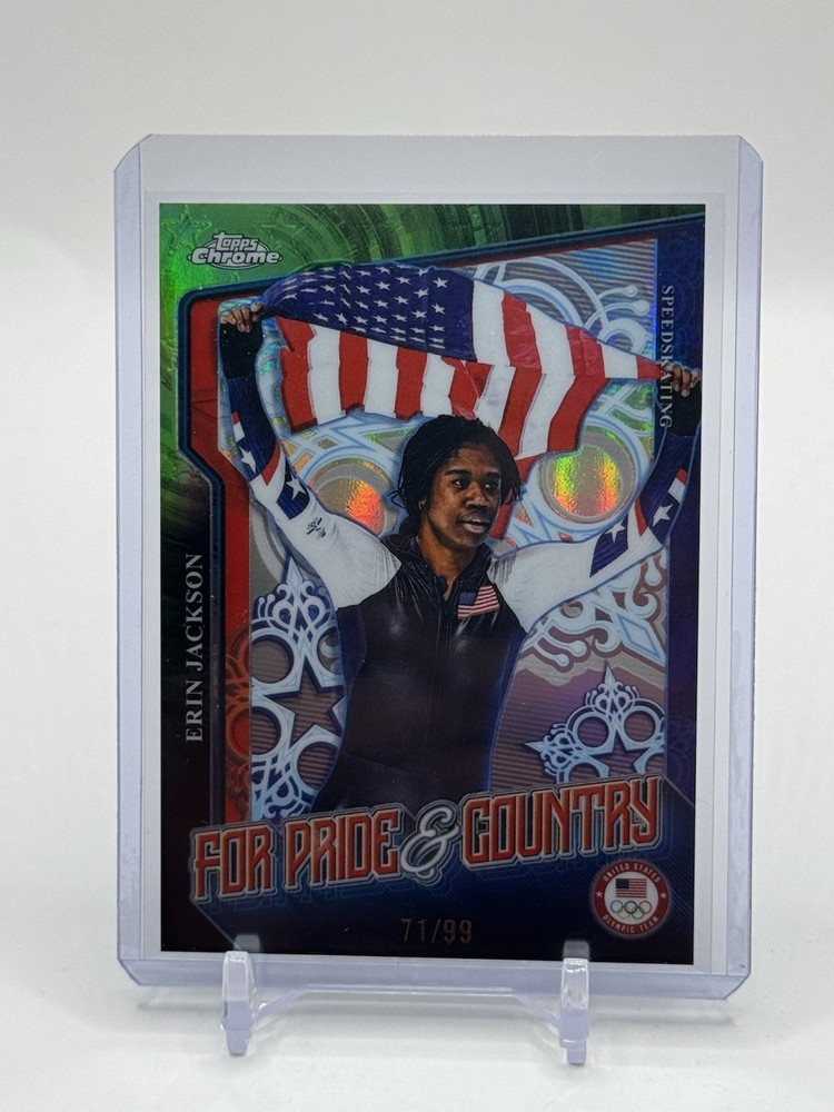 ERIN JACKSON 2026 Topps Chrome Olympics For Pride & Country GREEN /99 USA