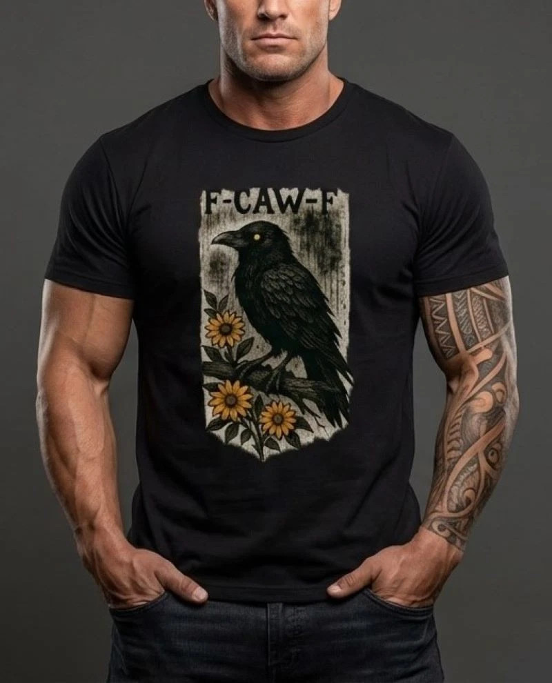 Black Crow F-Caw-F Funny Black Bird Adult Humor Unisex T-Shirt
