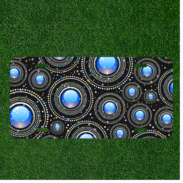 Custom Personalized Car License Plate in Glossy Blue Abstract Design