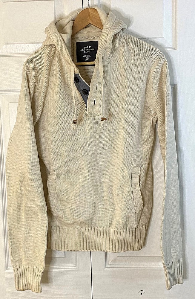 H&M L.O.G.G. Suéter con capucha Henley de manga larga, mediano para hombre en muy buen estado