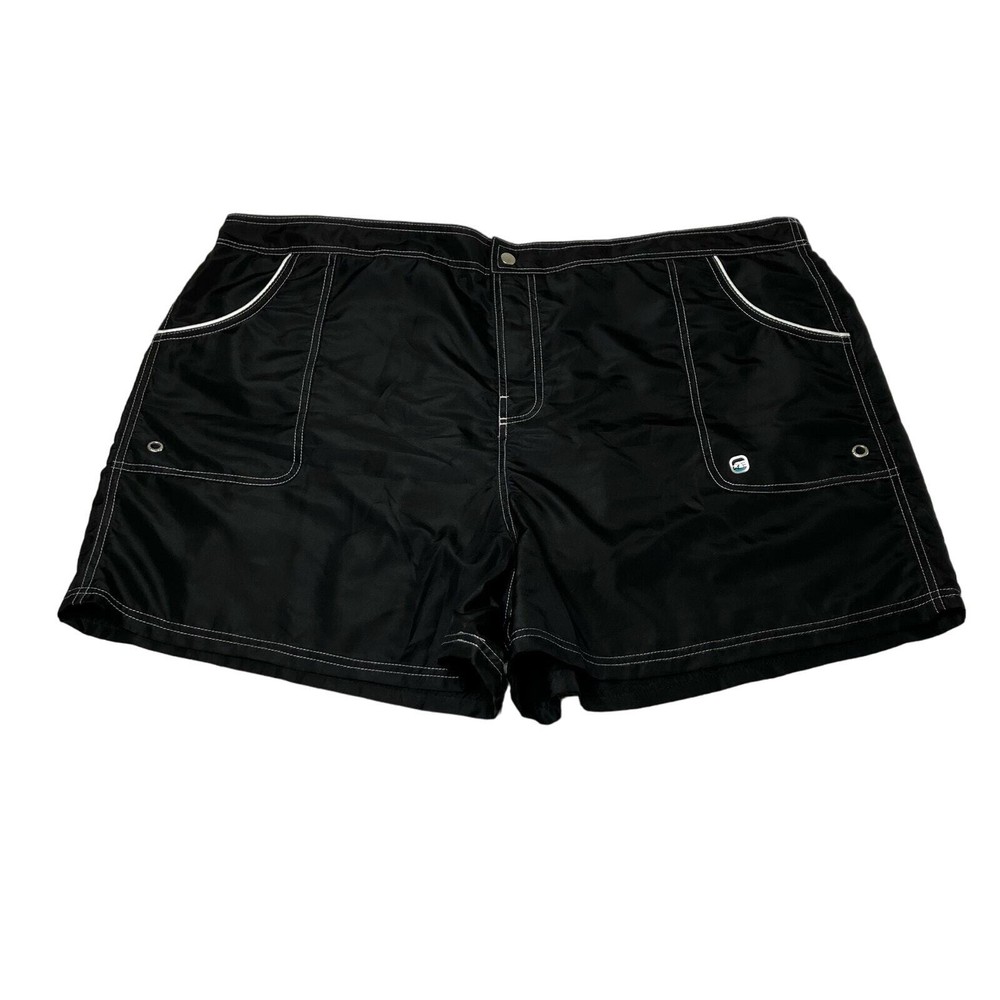 Free Country Mens Swim Trunks SZ 2X Black With Pockets Beach, Pool, Swimming