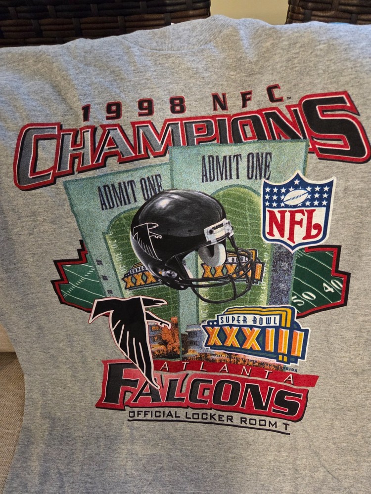 Vintage 1998 Atlanta Falcons NFL NFC Champions Super Bowl XXXIII T-Shirt Size L