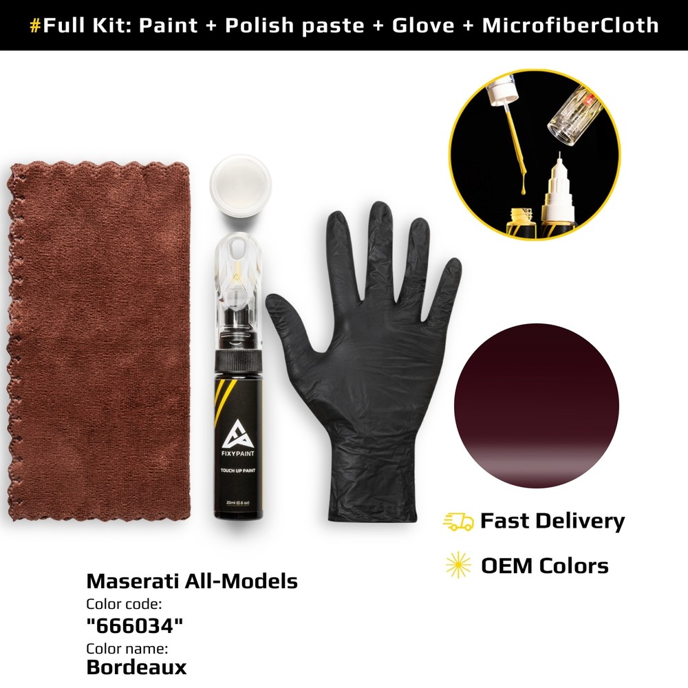 Touch up Paint for Maserati Code: 666034 Bordeaux Easy Apply Scratch Repair