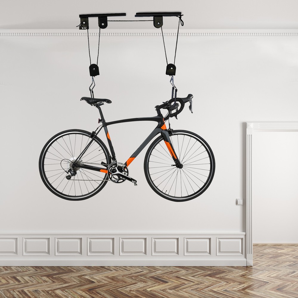 60kg Heavy-Duty Bike Lift Hoist with Pulley System for Garage Ceiling Storage