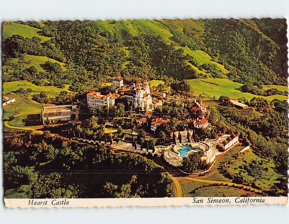 Postcard Aerial View Hearst Castle & Grounds San Simeon California USA