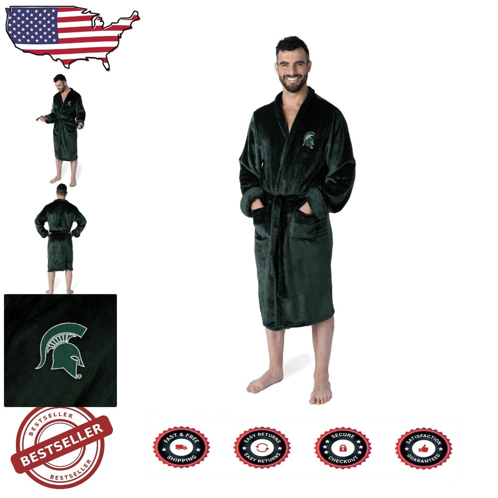 Michigan State Spartans Green NCAA Silk Touch Bathrobe Large XL Fan Gear  