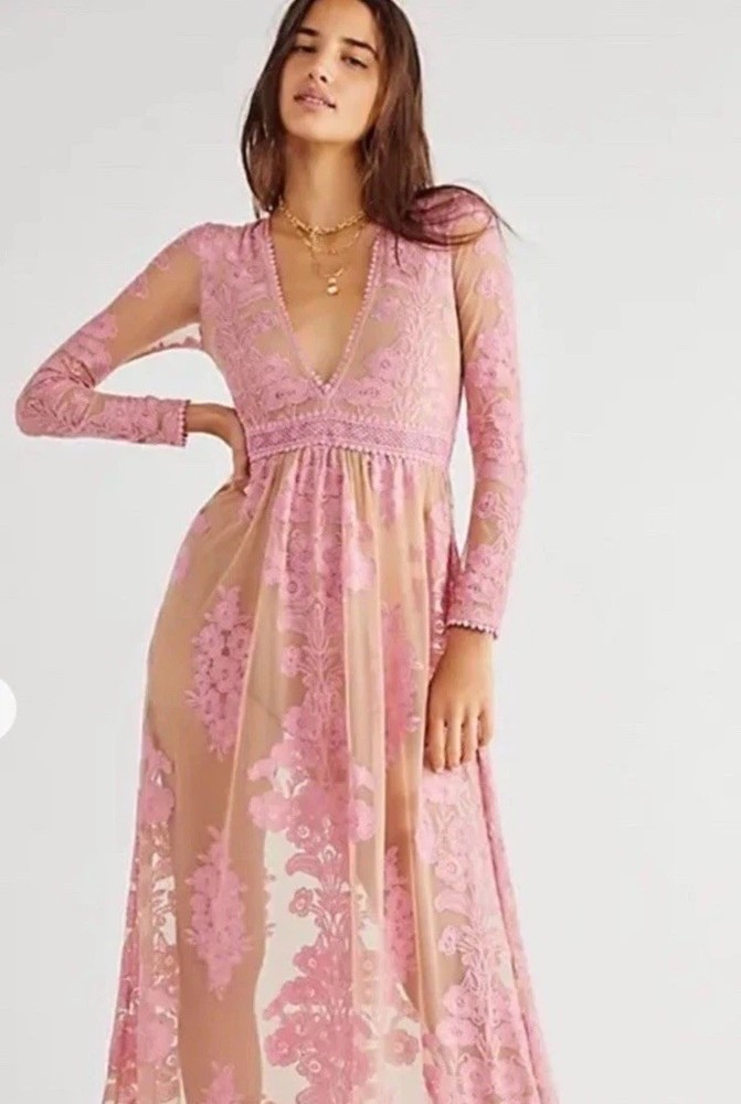 NWOT For Love & Lemons Temecula Pink Gown Size Medium