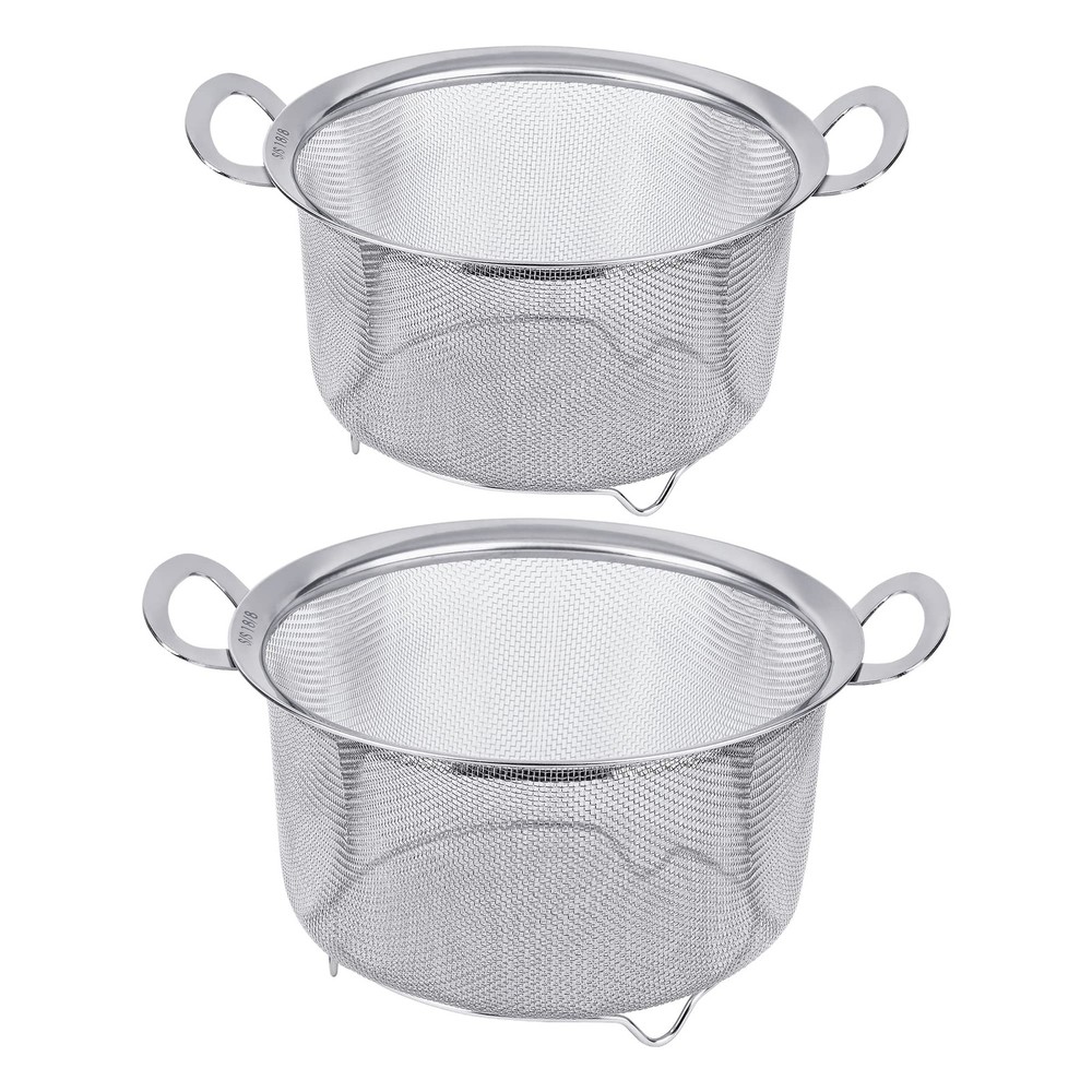2-Pack 18/8 Stainless Steel Kitchen Strainers with Handles and Fine Mesh