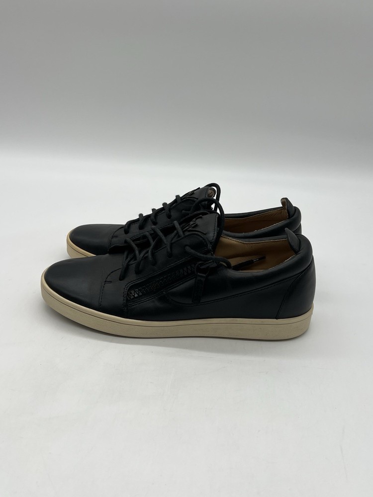Giuseppe  Zanotti Frankie Men 40 US 7 Low Top Black Leather Side Zipper Sneakers
