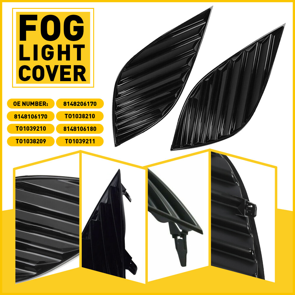 Black LH & RH Fog Light Trim Bezel Cover for Toyota Camry 2018-2021