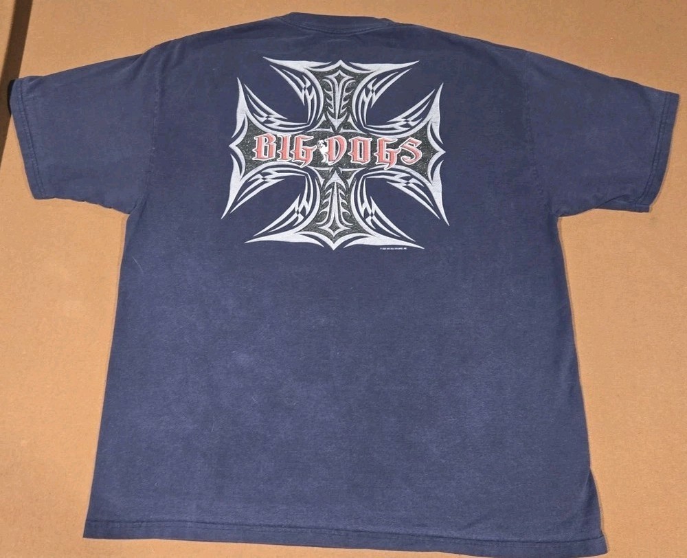 Y2K Big Dogs West Coast Choppers Style Navy T Shirt Biker Motorcycle Mens Sz L