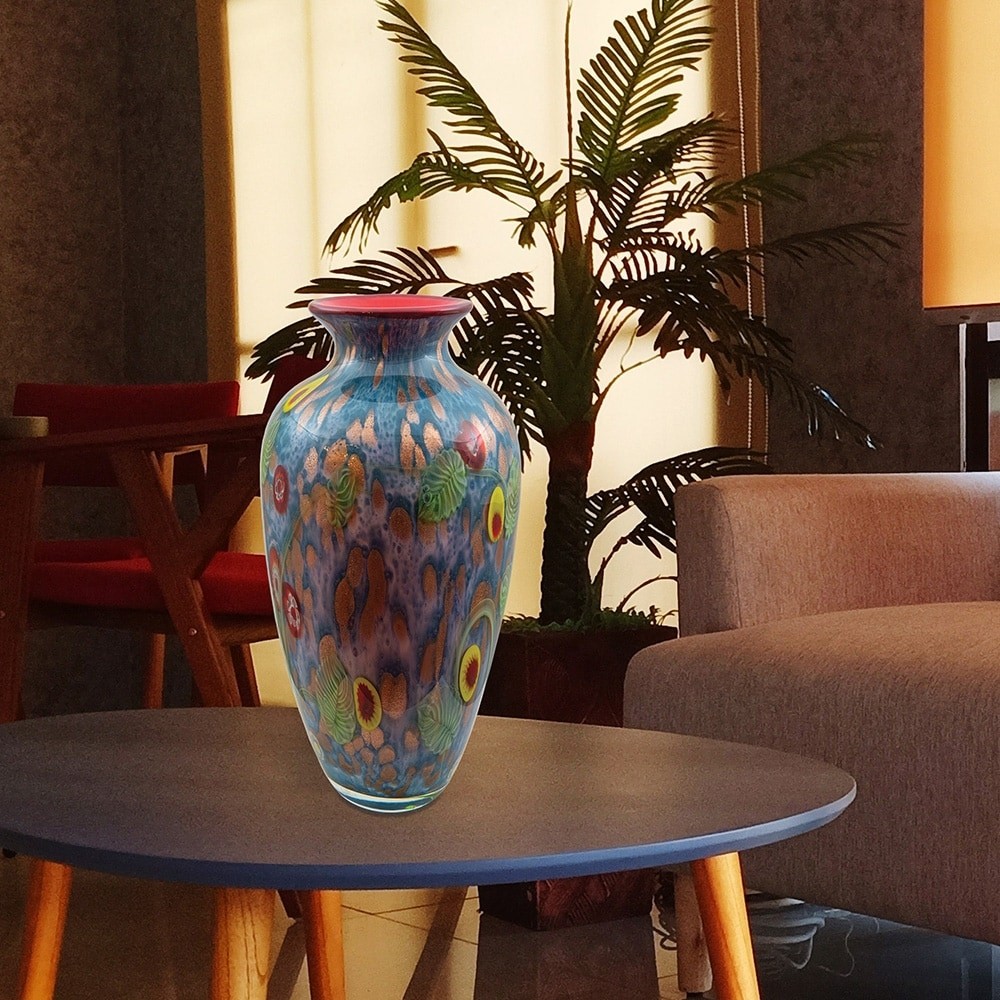 Hand Blown Red Art Glass Vase by Tesoro