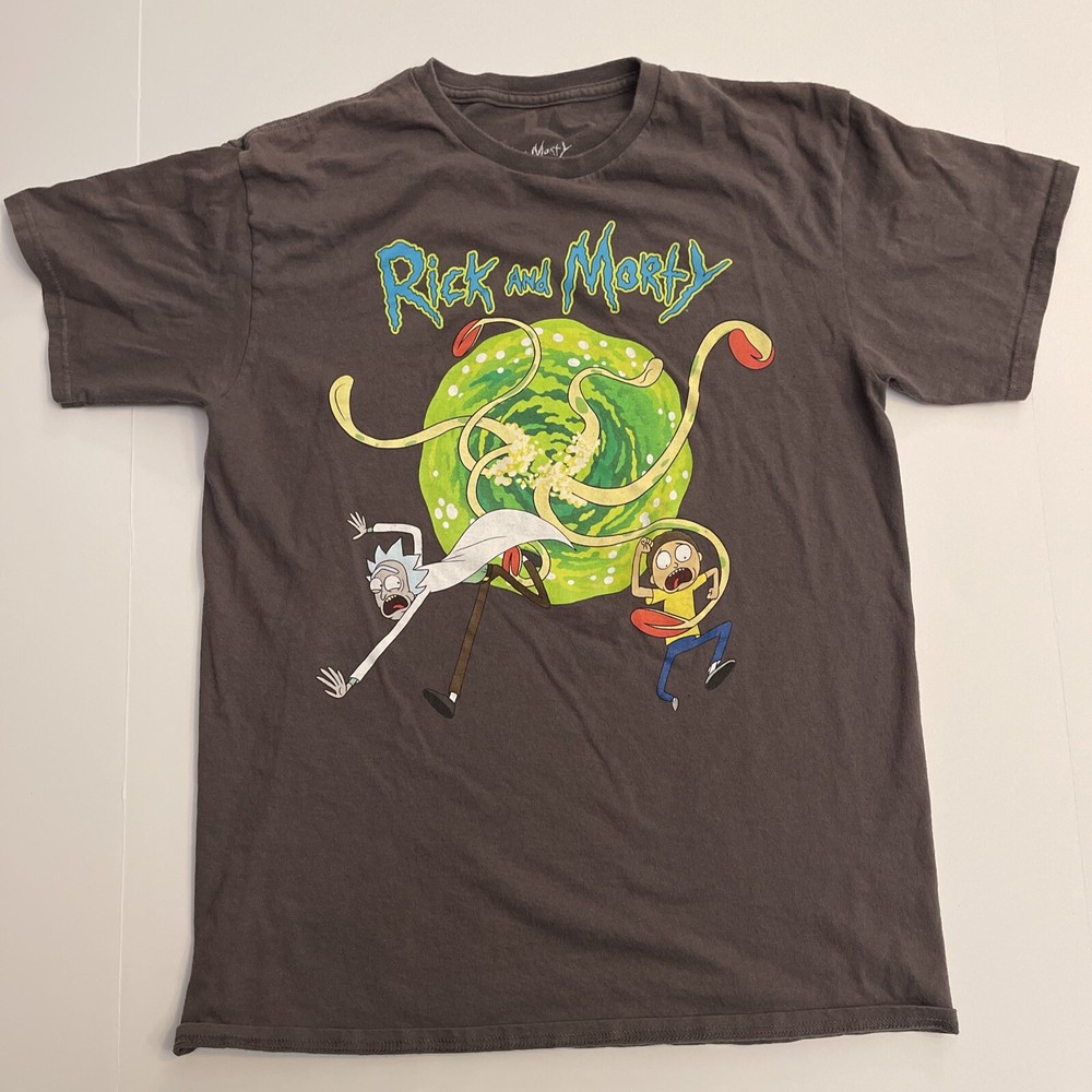 Rick and Morty Graphic T-Shirt Gray Medium Adult Swim Cartoon Network 2019