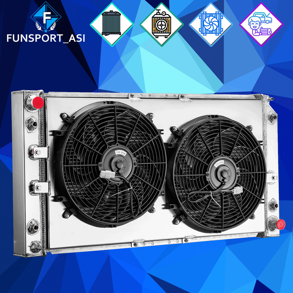 4-Row Radiator Shroud Fan for 1994-1996 Chevy Caprice Impala Cadillac Fleetwood