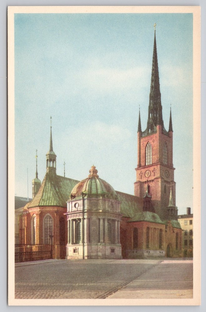 Stockholm Sweden Riddarholmen Church from East Vintage Postcard Grafisk Konst