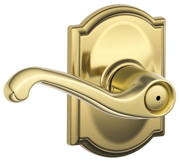 Schlage F40-FLA-CAM Brass Flair Privacy Door Lever Set for Enhanced Home Security