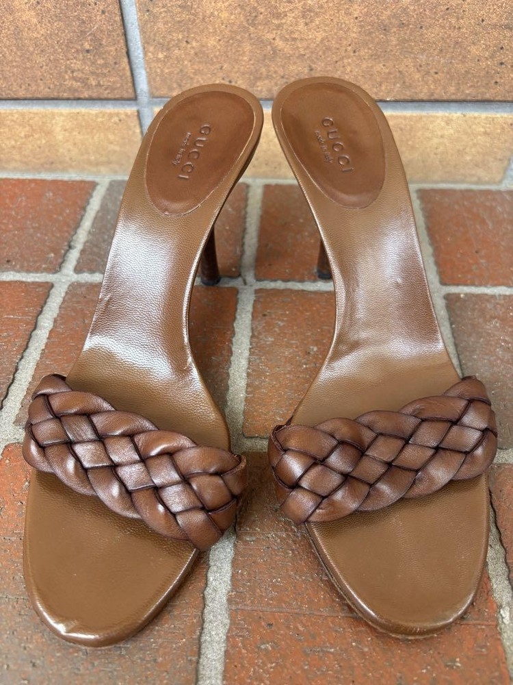 Gucci Size 36 Brown Womens Heel Mule Sandals Preowned Ag1129