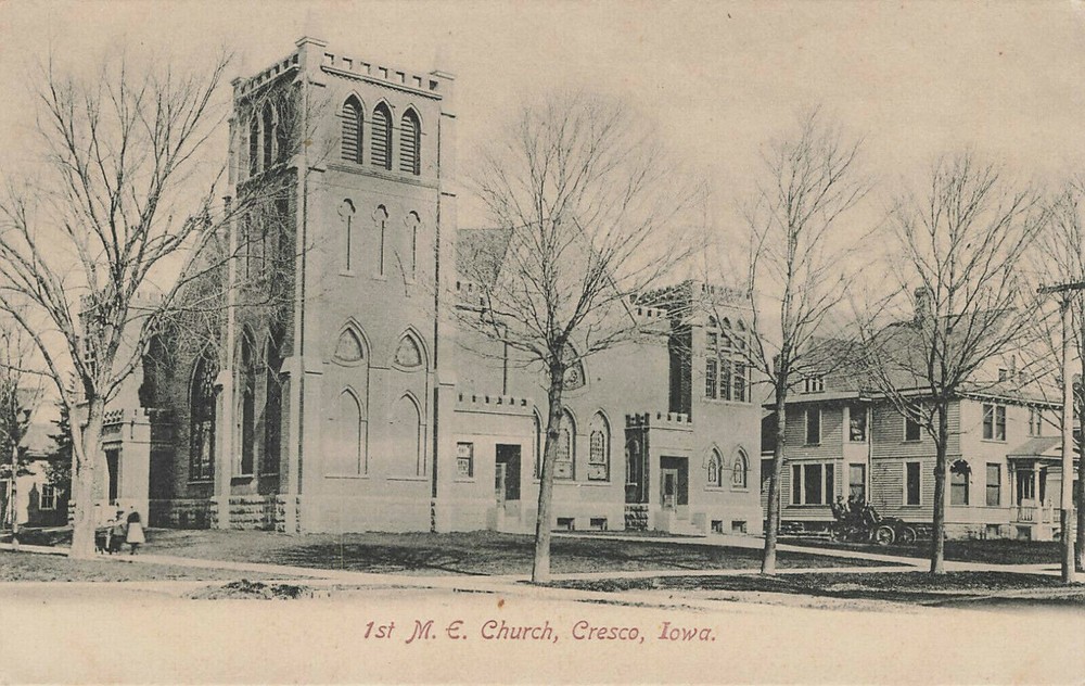 First M E Methodist Episcopal Church Me Postcard Cresco Ia Iowa 1907