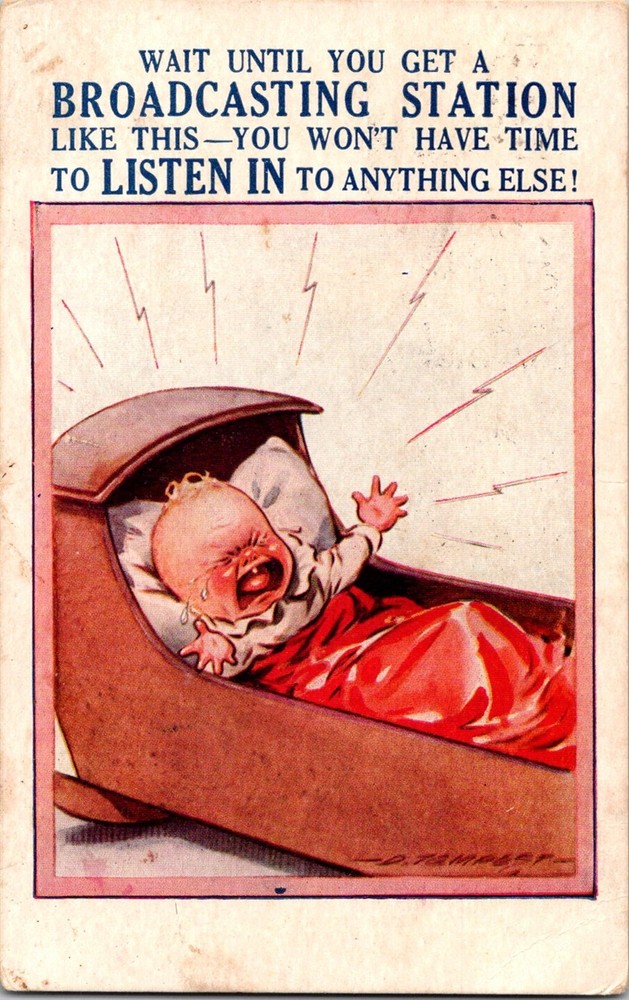 Dr Jim Stamps Postcard Baby Crying In Cradle Comic Illustrated
