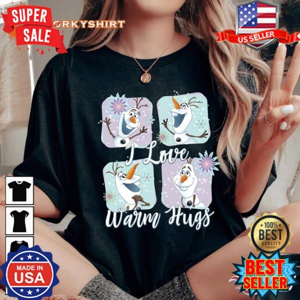 NEW Disney Frozen Olaf Love Warm Hugs Happy Mood Christmas T-Shirt S-5XL