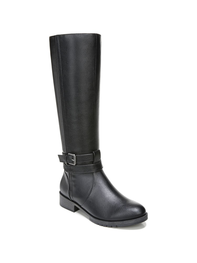 NATURALIZER Womens Black Garrison Round Toe Block Heel Zip-Up Riding Boot 7.5 M