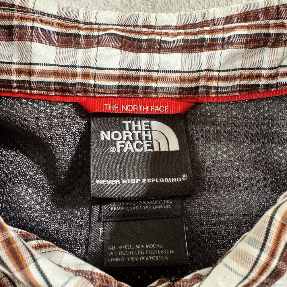 The North Face Men's Medium Brown Plaid Long Sleeve Hiking Shirt