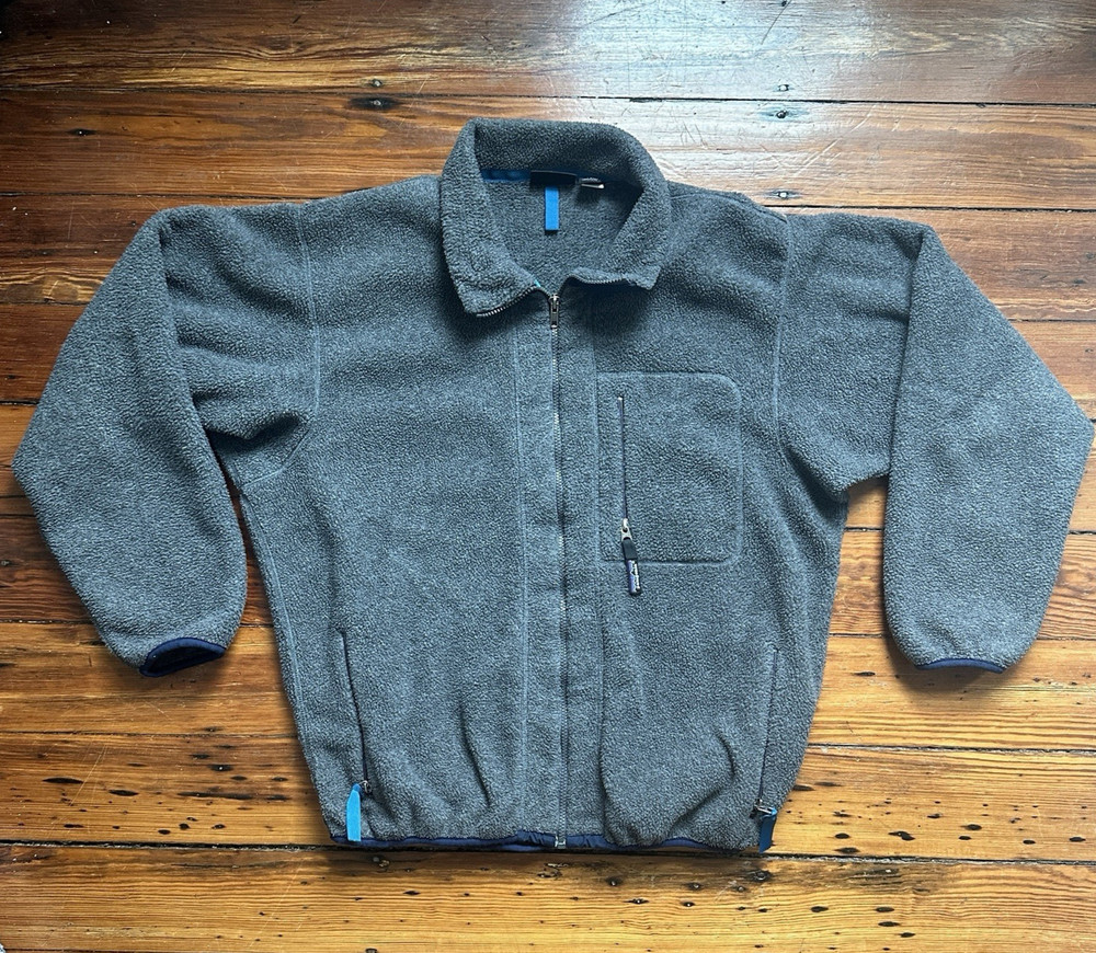VTG Patagonia Gray Fleece Jacket Full Zip Men's Size XL Deep Pile Retro Made USA