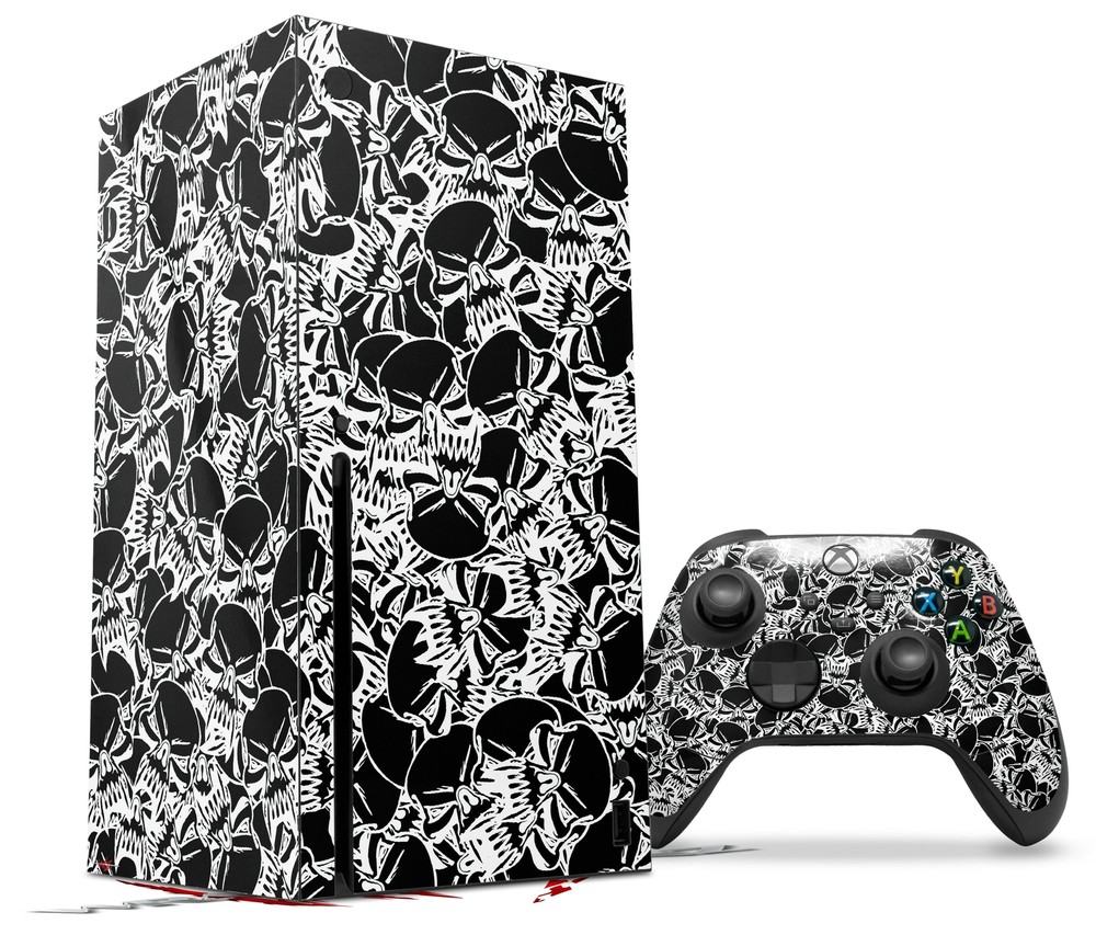 Skin Set for XBOX Series X Scattered Skulls Black