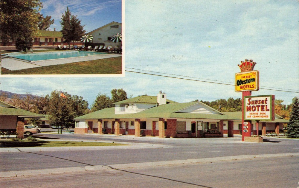Best Western Sunset Motel Pool Cody Wyoming WY Chrome 1966 Postcard