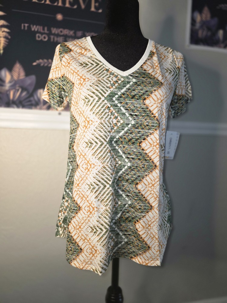LuLaRoe Women's Multicolor V-Neck Short Sleeve Geometric T-Shirt Size XS