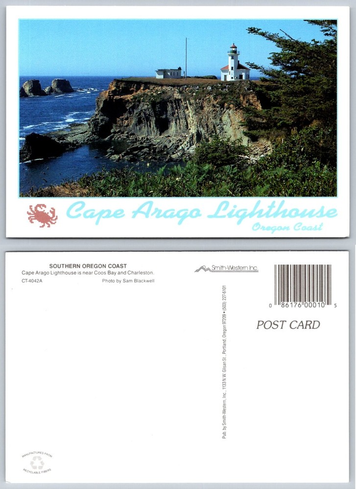 Cape Arago Lighthouse Oregon Coast Postcard Smith-Western Inc. Photo by