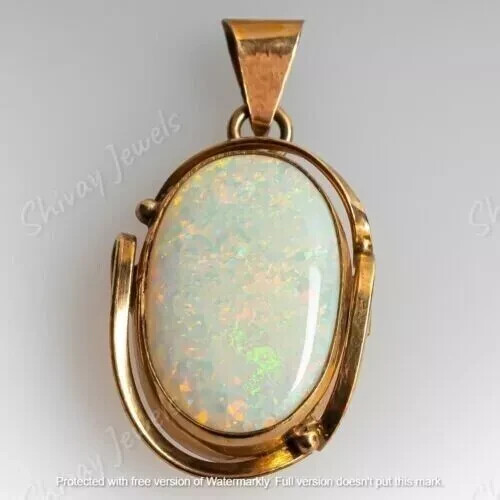 Fire Opal 2Ct Oval Cut Solitaire Pendant 14K Yellow Gold Plated 16'Chain