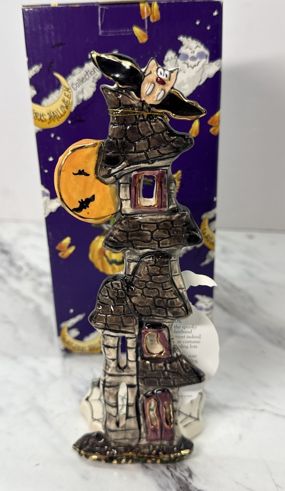 Blue Sky Clayworks Bat House Tea Light Holder Heather Goldminc Halloween