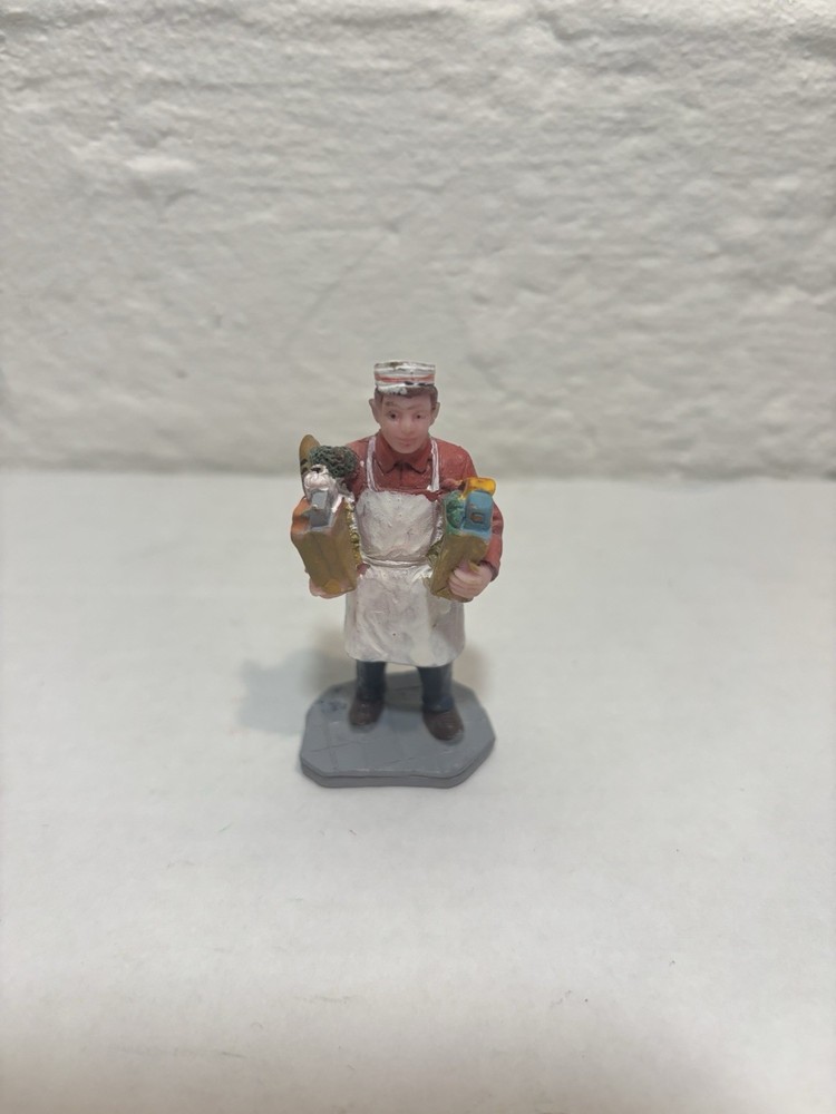 Vintage 2001 Lemax Grocery Boy Figurine Christmas Village Decor 2.5 Inches No Box
