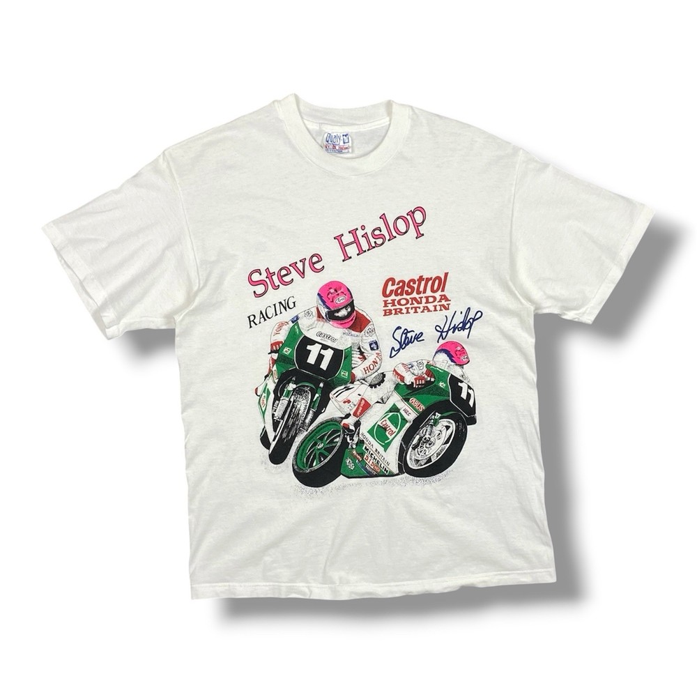 Vintage Steve Hislop Castrol Honda Racing T Shirt Motorcycle Michelin Mens Sz L