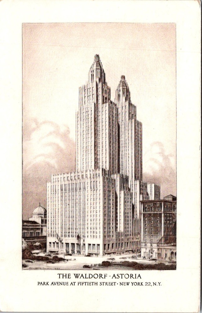 Dr Jim Stamps Postcard The Waldorf Astoria Building Illustrated Unposted