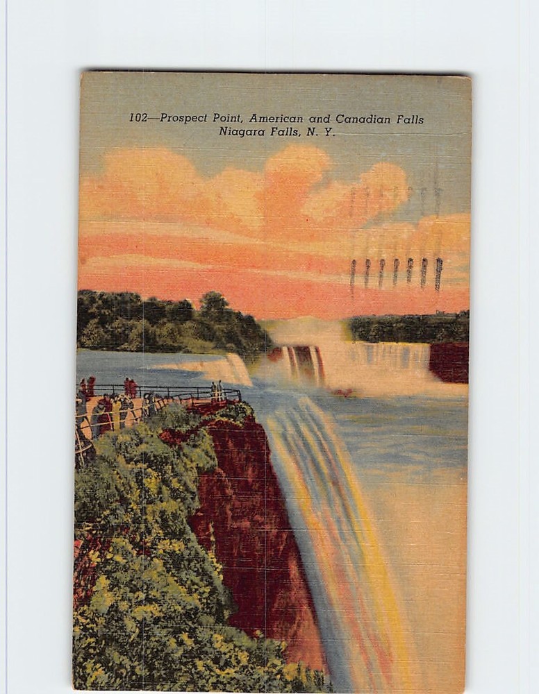 Postcard Prospect Point American and Canadian Falls Niagara Falls New York