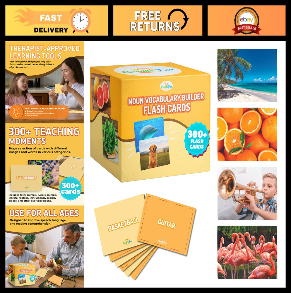 300 Noun Vocabulary Flash Cards - Learning Games for ESL, Speech Therapy, Autism