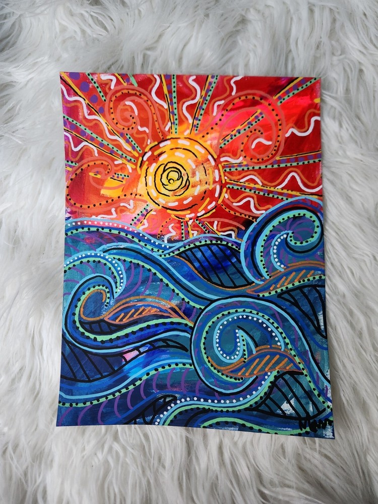 Maria Scalf Landscape Seascape Abstract Street Pop Graffiti Modern Signed 9x12-image