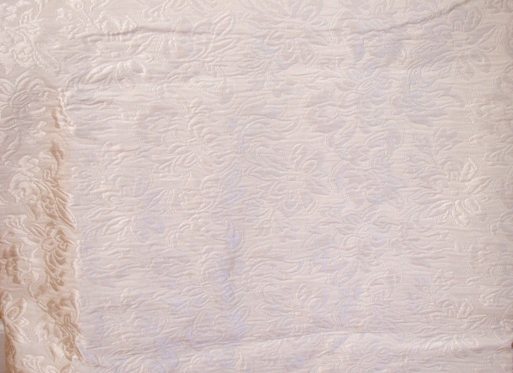 IVORY Floral Upholstery Drapery Brocade Fabric x 60
